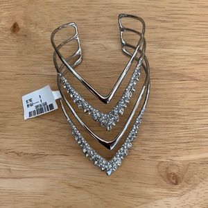 Alexis Bittar Miss Havisham 3 tiered chevron Silvertone bracelet